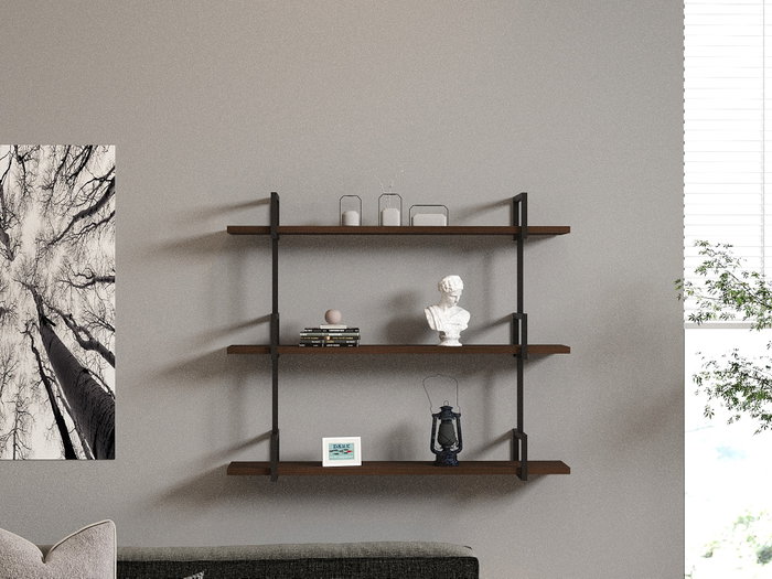 Hanah Home Estantería de Pared Industrial Nogal Hanah Home Estantería de Pared Industrial Nogal